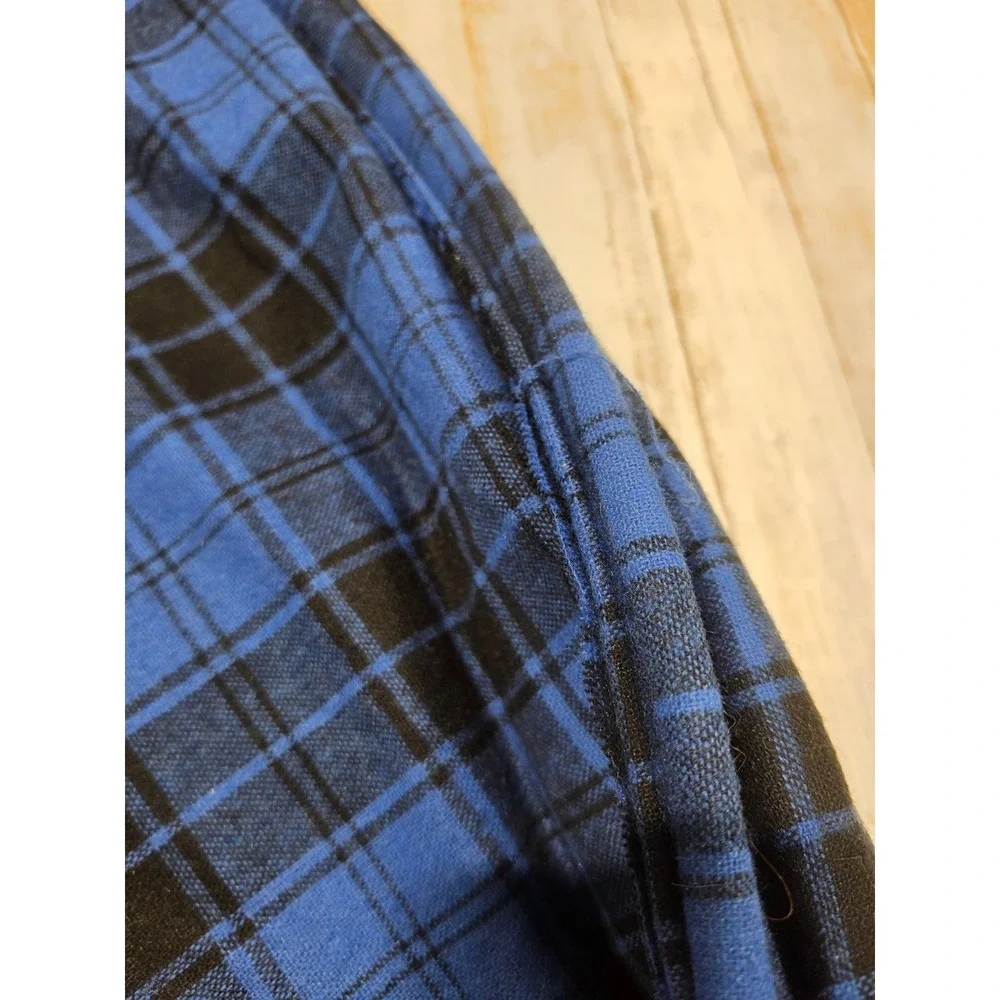 Blue Black Plaid Woven Fabric 64